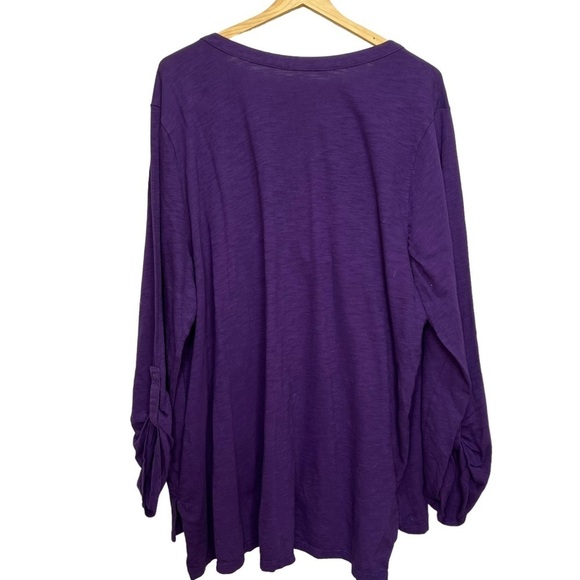 Lane Bryant Purple Cotton Long Sleeve Vneck Size 26/28 - Picture 2 of 10